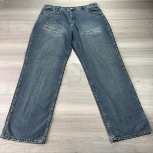 Coogi Jeans Mens 40 Blue Baggy Distressed Contrast Stitching Denim Y2K Wide Leg